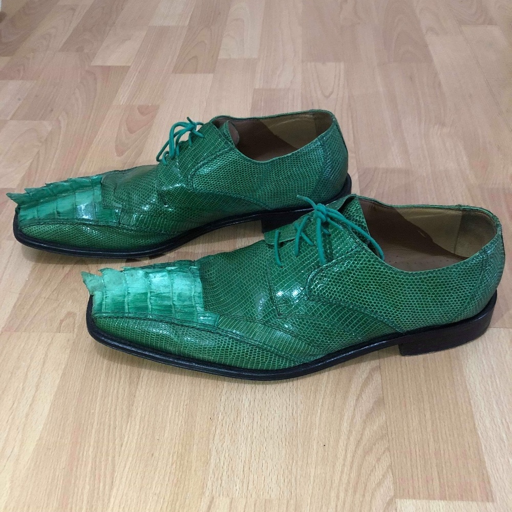 David Eden Genuine Leather green crocodile lizard